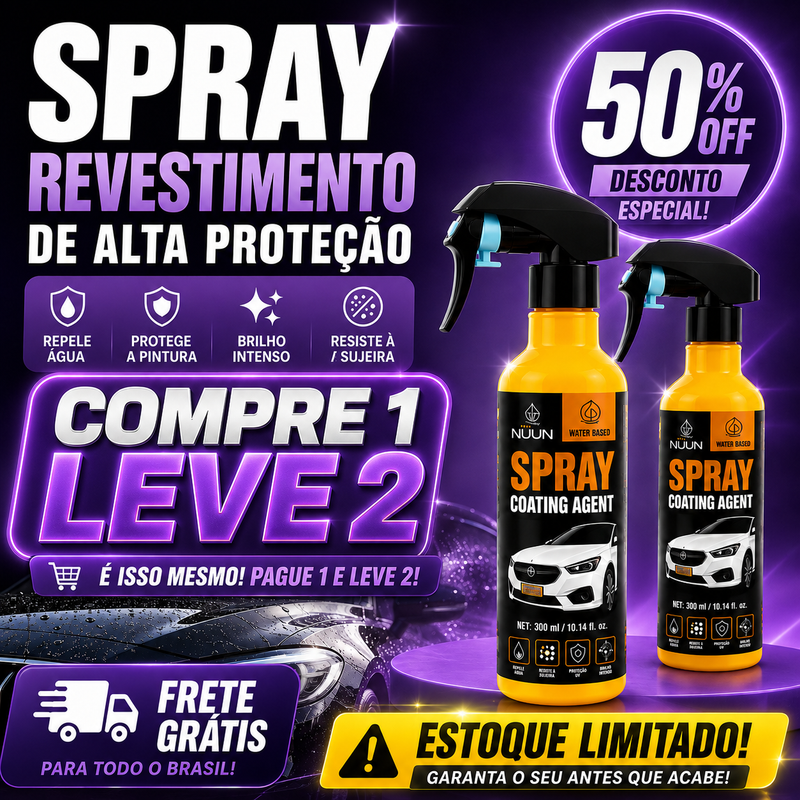 NUUN Spray Automotivo - Restaurador Completo | COMPRE 1 LEVE 2 + Frete GRÁTIS