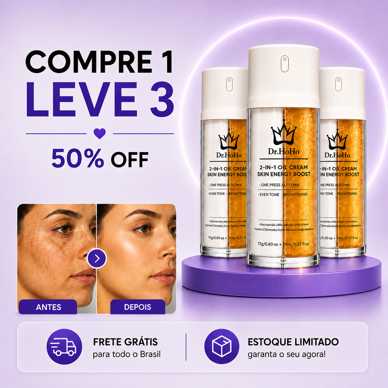 Dr.HoHo 2 em 1 Óleo + Creme para Manchas e Tom Irregular | COMPRE 1 LEVE 3 + Frete Grátis