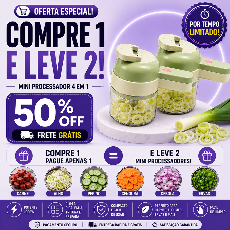 TurboMix™ Processador 4 em 1 | COMPRE 1 LEVE 2 + Frete Grátis